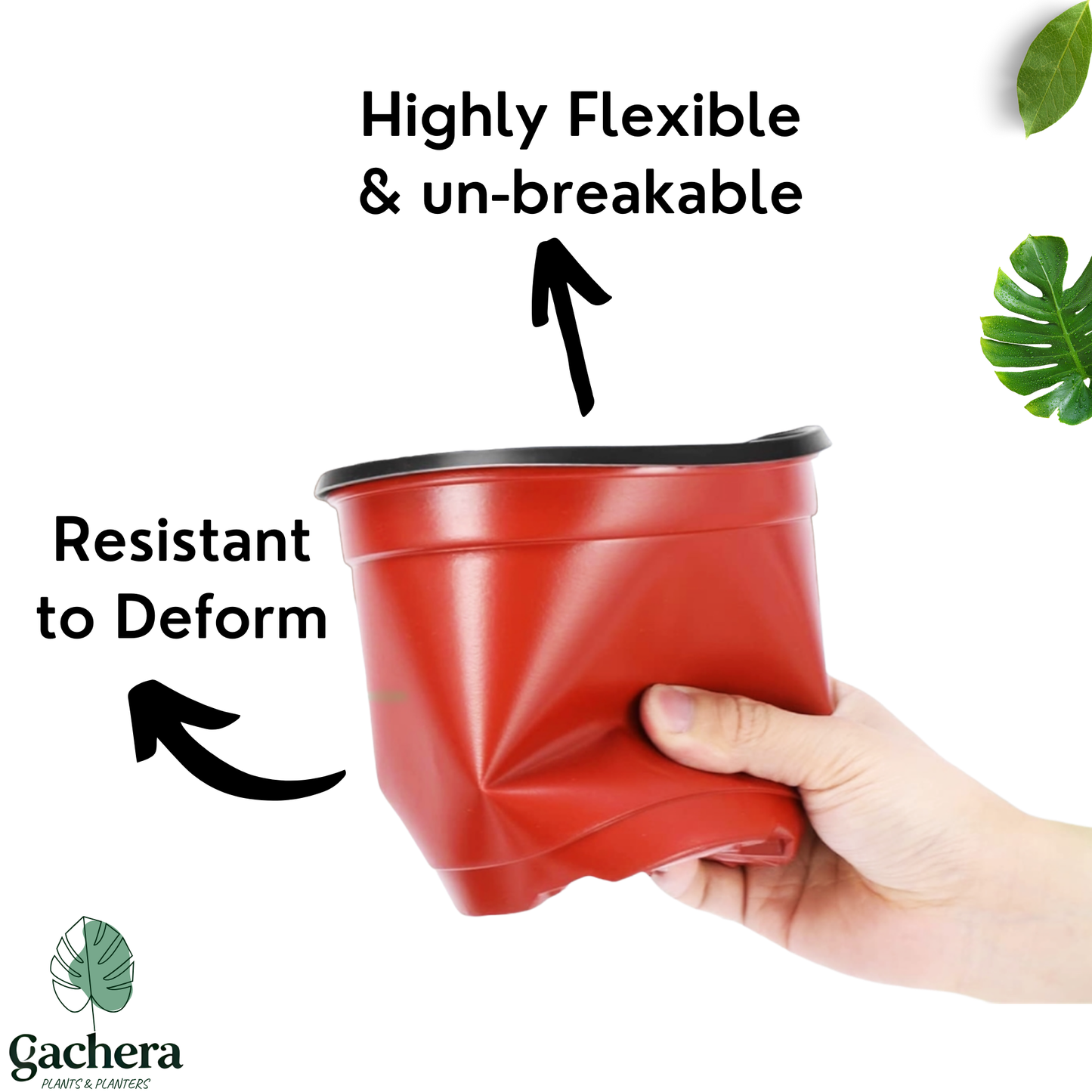 Gachera 5 Inch Low Height Thermoform Flower Pot (5" Dia x 4" H) | Lightweight Plastic Planter