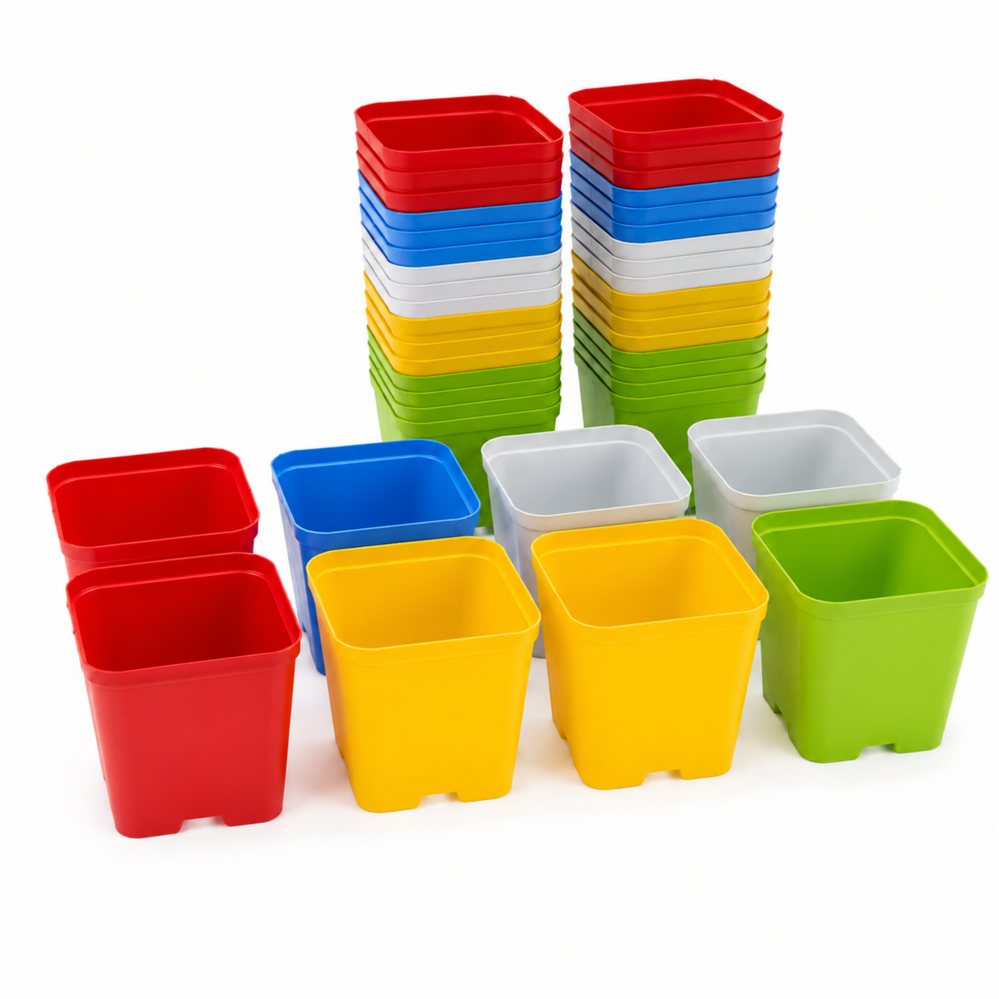 4 Inch (10cm x 10cm) Square Pots - Assorted Multi Colour Pots