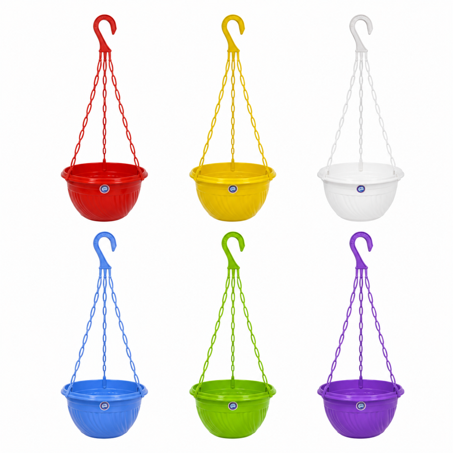 7 Inch (18 cm) Hanging Planter Pot with Durable Hanger | Glossy Finish Designer Hanging Basket for Balcony, Terrace & Indoor Plants