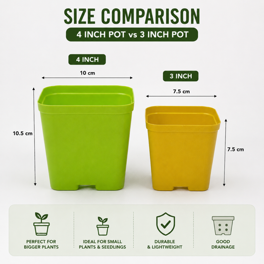 4 Inch (10cm x 10cm) Square Pots - Assorted Multi Colour Pots
