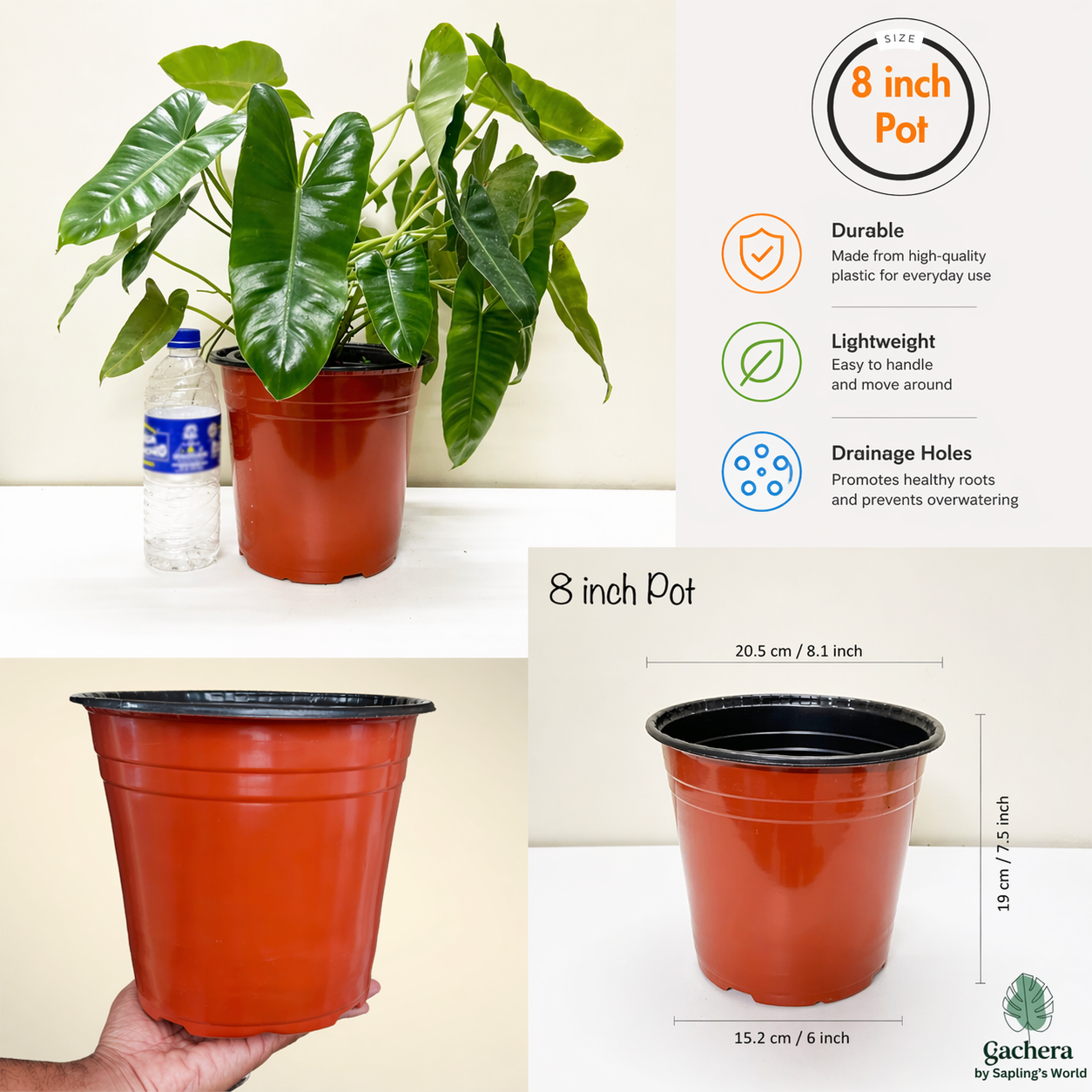 8 Inch Thermoform Pot (8" Dia x 7.3" H) | Home Garden & Nursery